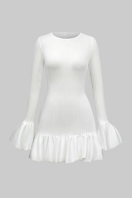 Color Puff Bell Sleeve Mini Dress