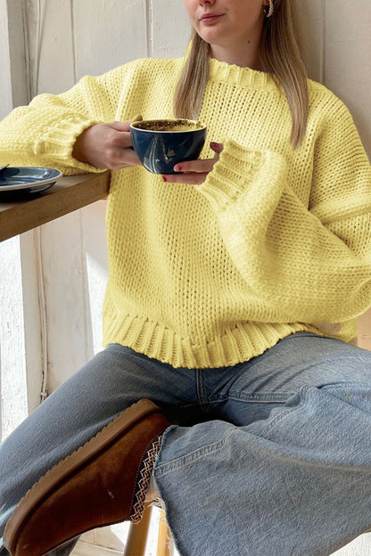 Minimalist Color Loose Crewneck Knit Sweater