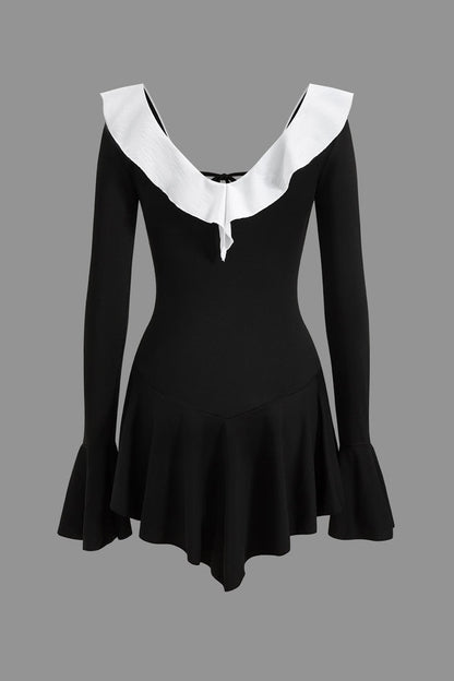 Sylvia Ruffle V-neck Mini Dress