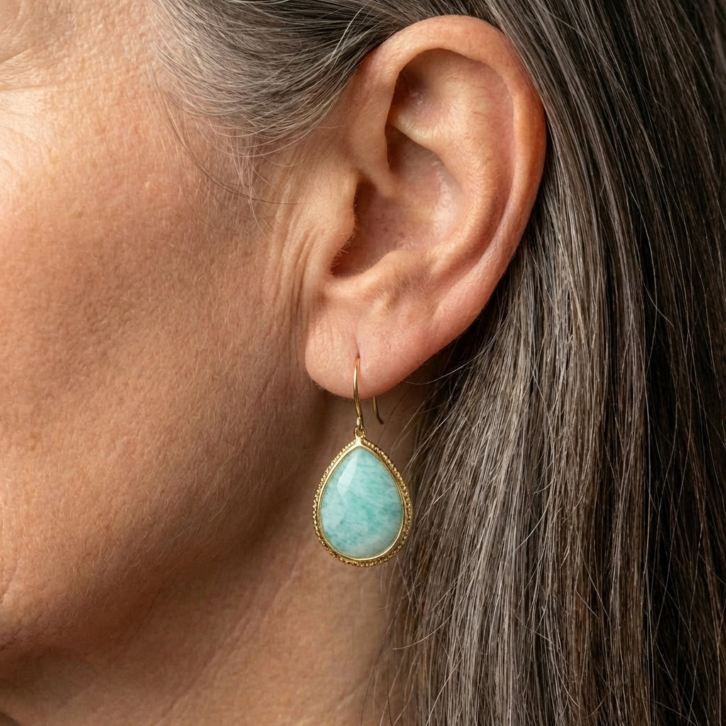 Vintage Blue Drop Gold Earrings