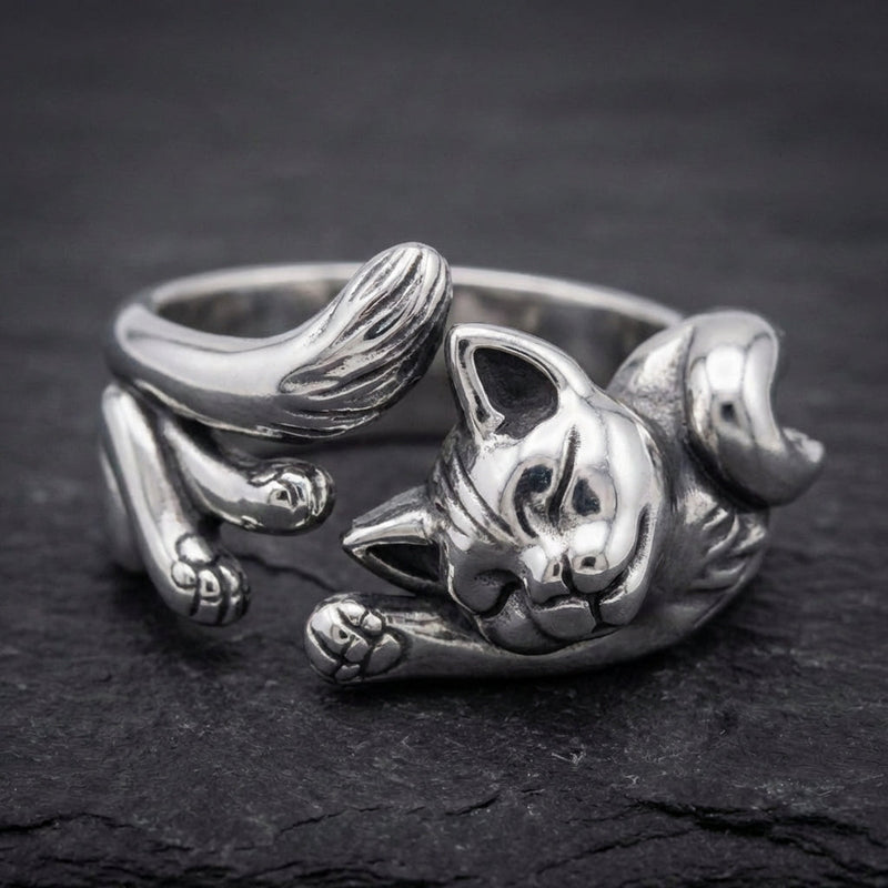 Vintage Adjustable Silver Kitty Ring