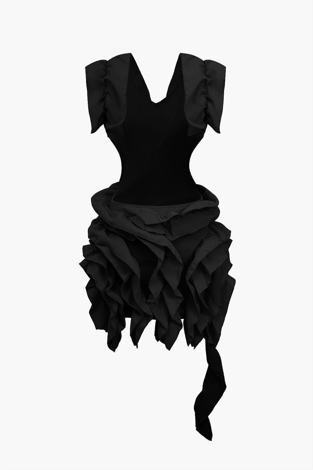 Color Y2k Backless Pleated Ruffle Midi Dress