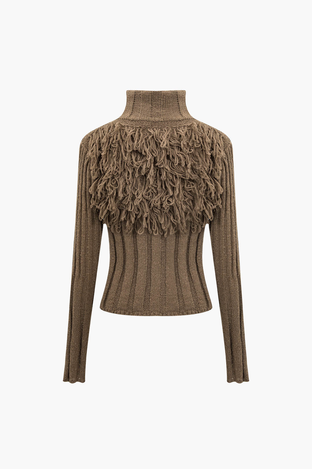 Sweater Fringe Zipper Long-sleeve Top