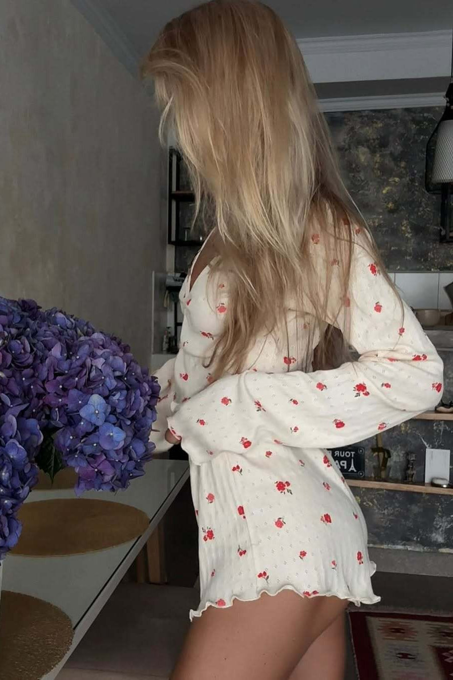 Knitted Print Long Sleeve Two Piece Set