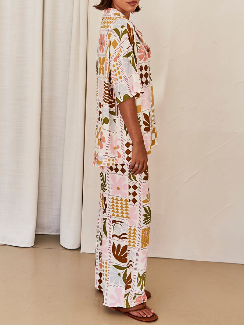 Sophisticated Loose-fitting Unique Printed Blouse