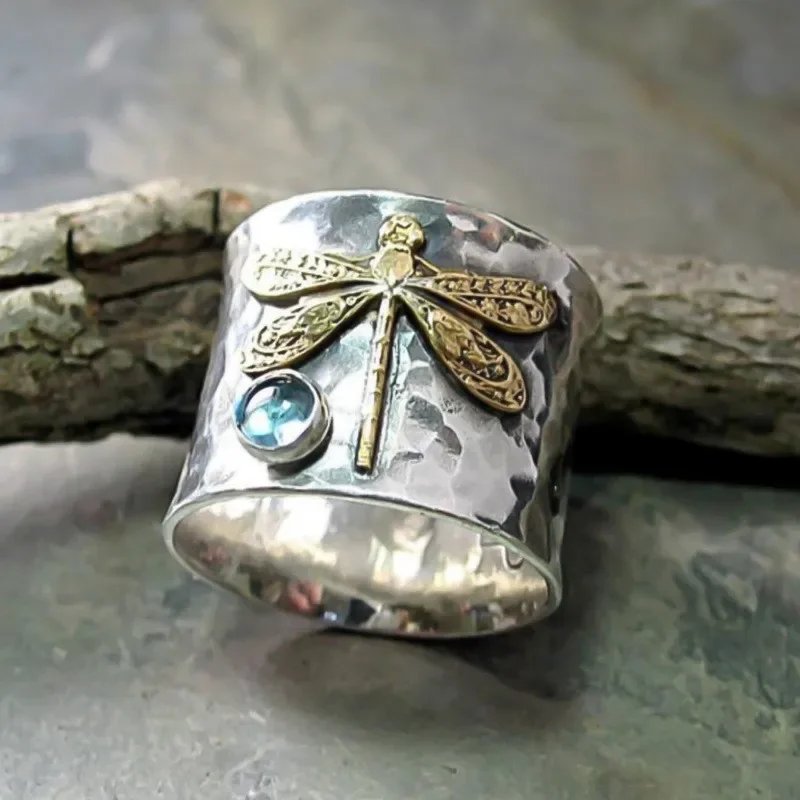 Vintage Dragonfly Topaz Ring