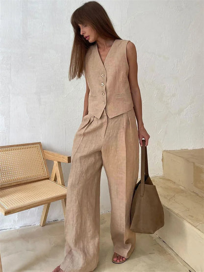 2 Piece-set Wide Leg Trousers Patchwork High Waist Straight Legg Outfits Vestidos ’s Pants Sets