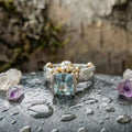 Vintage Blue Zirconia Gold & Silver Ring