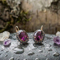 Vintage Garnet Blue Zirconia Earrings