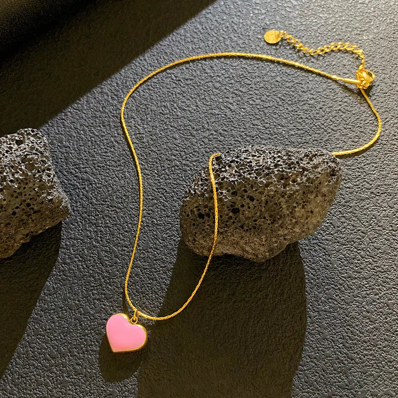 Pink Heart Pendant Necklace