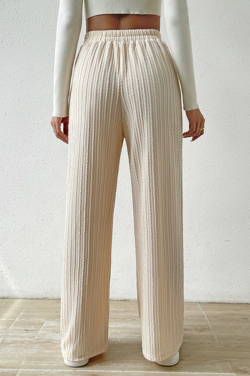 Elastic High Waist Straight Leg Knit Pants