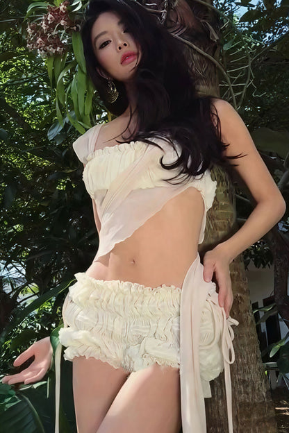 Seersucker Slim Cami Shorts Two Piece Set