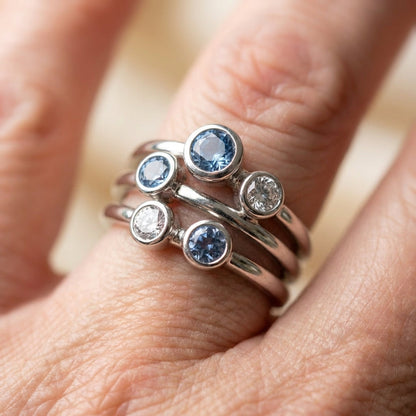 Vintage Silver & Blue Zirconia Ring