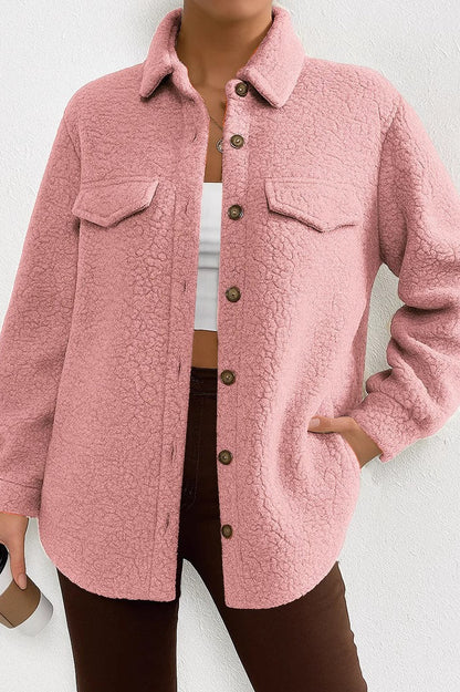 Color Lapel Fleece Coat