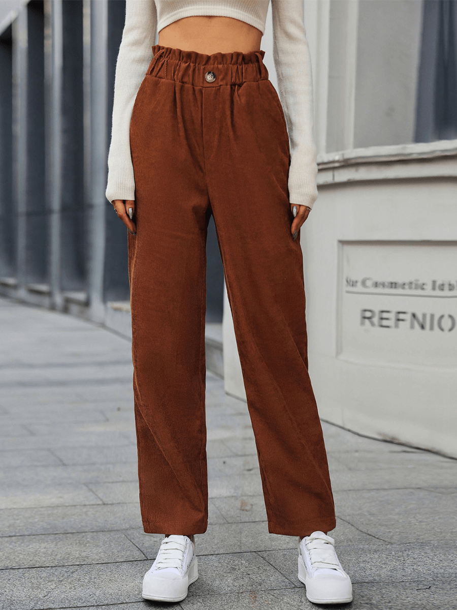 Chill Out Days Pocketed Corduroy Pants - Caramel