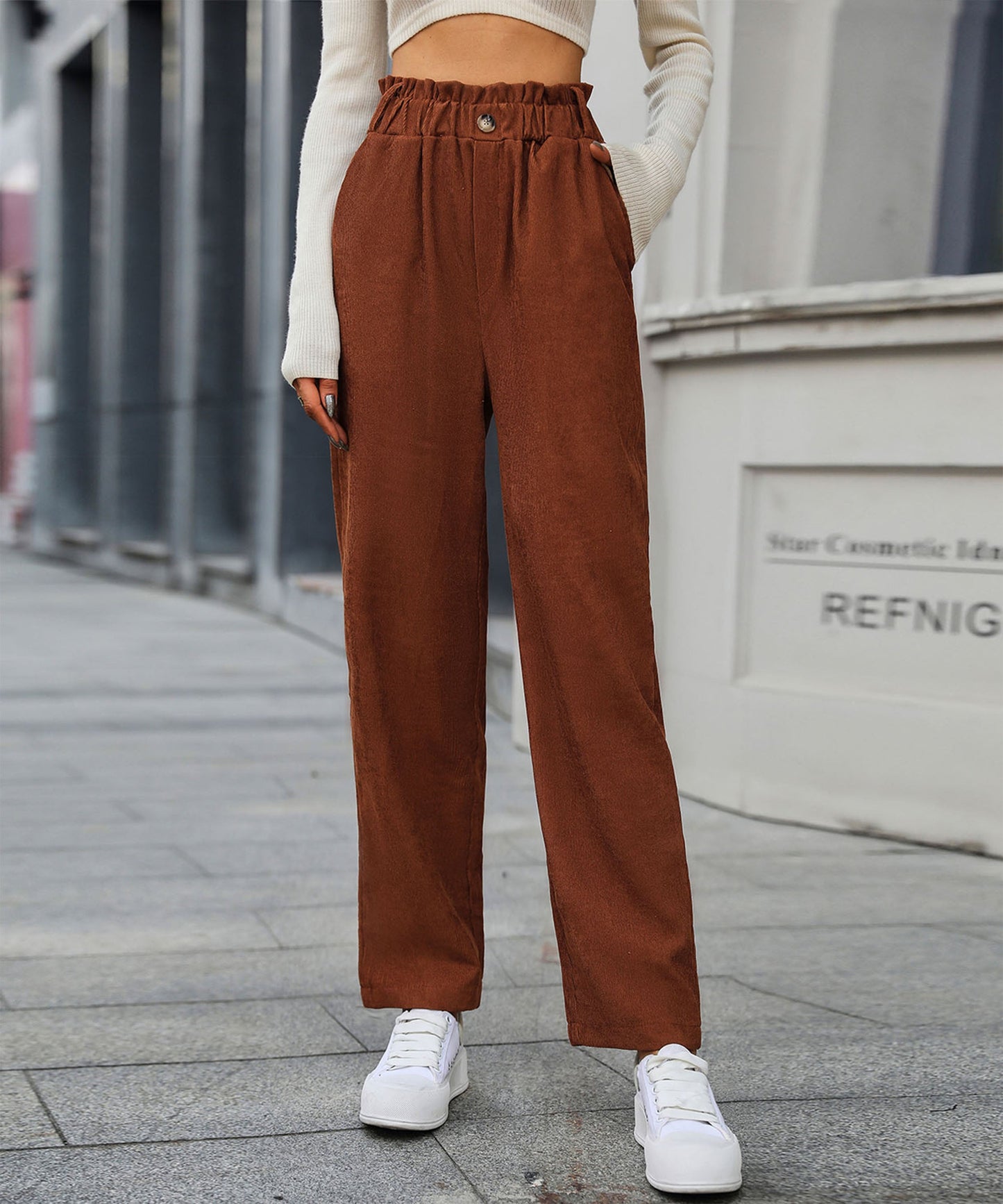 Chill Out Days Pocketed Corduroy Pants - Caramel