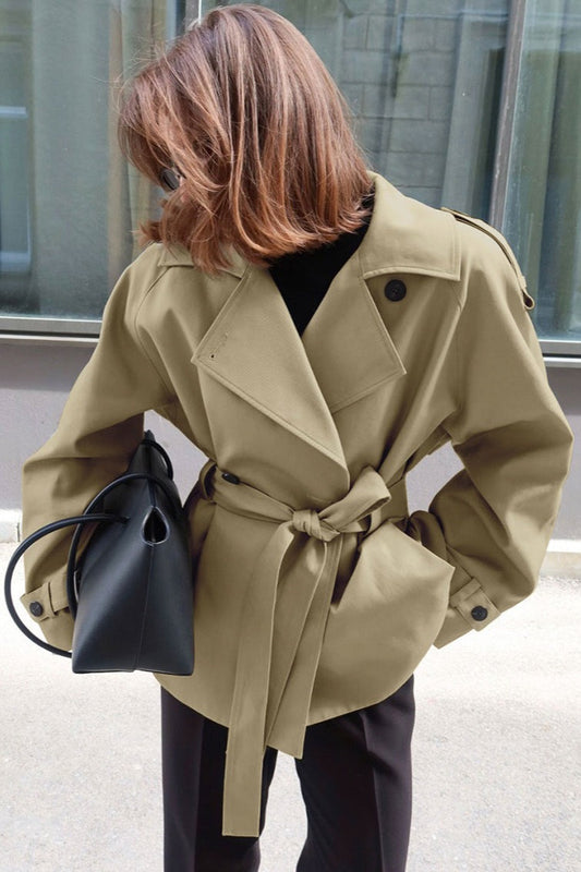 Loose Notch Collar Waist-tied Designers Trench Coat