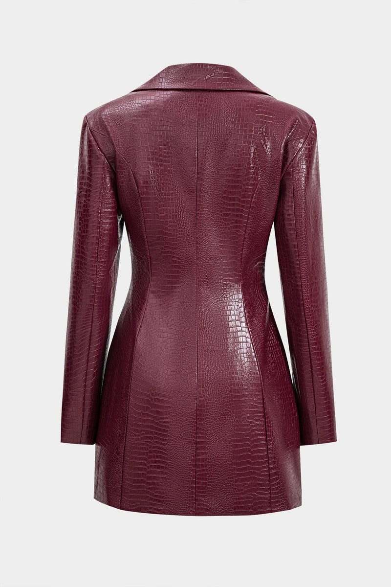 Lesley Faux Leather Plunge Neck Blazer Mini Dress