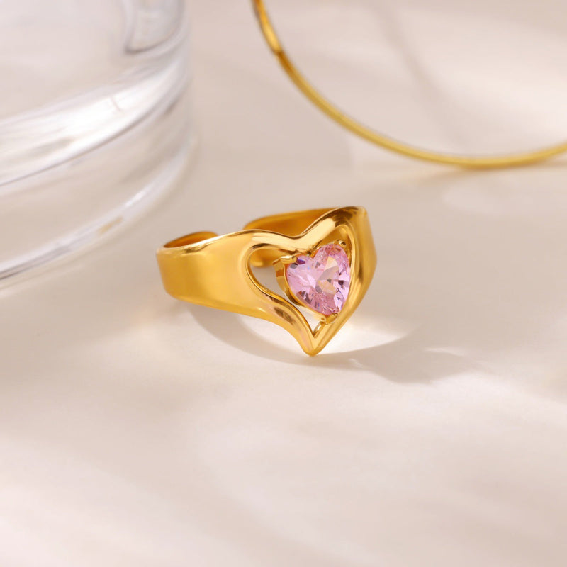 Romantic Pink Heart Ring