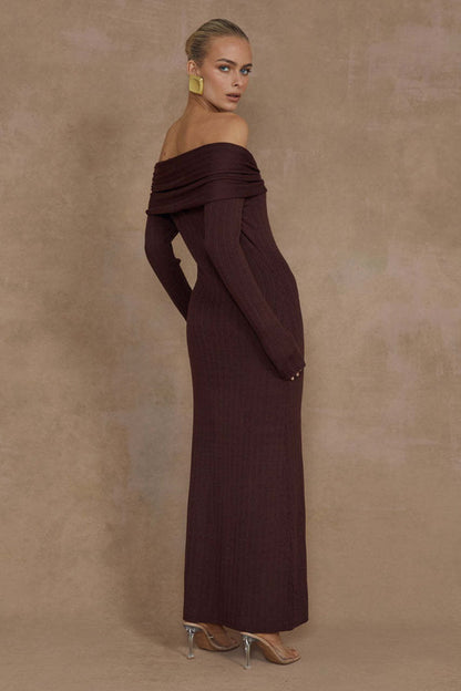 Off Shoulder Knit Sweater Dress