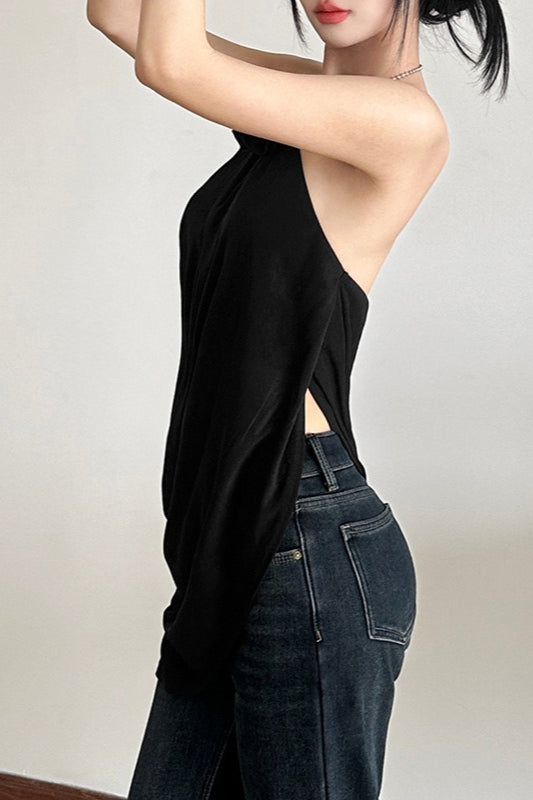 Loose Flowy Halter Backless Blouse