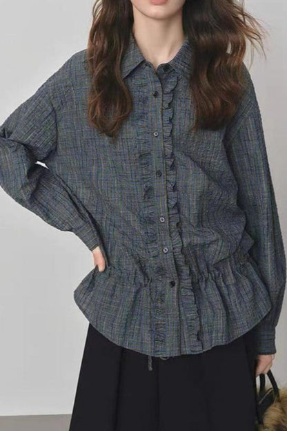 Textured Plaid Blouse