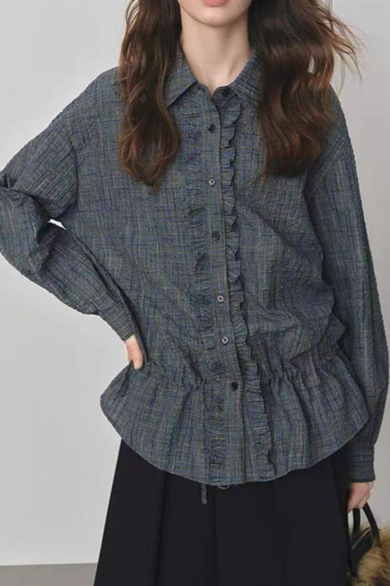 Textured Plaid Blouse