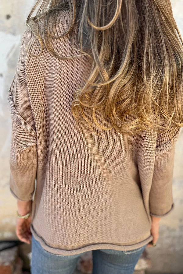 Autumn and Winter Knit V-neck Long Sleeve Pocket Sweater