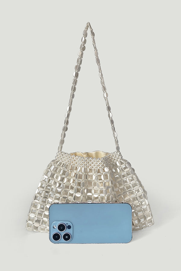 Handmade Flat Beaded Beaded Woven Handbag Bag