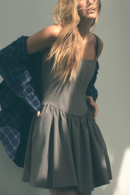 Velvet Square Neck Slim Fit Mini Dress