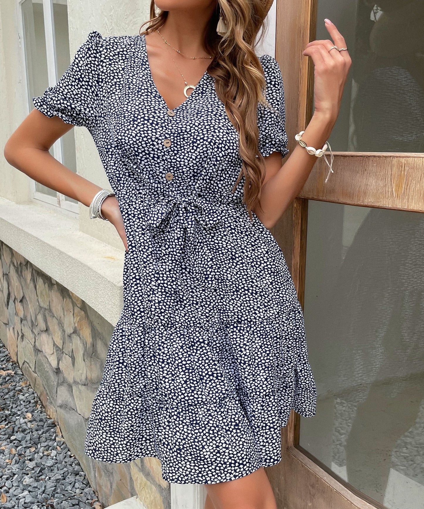 Maurisse Dress - Blue Print