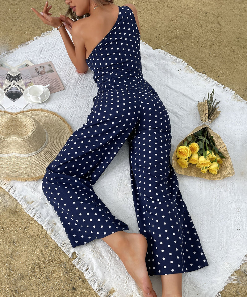 Saffara One Shoulder Jumpsuit - Navy