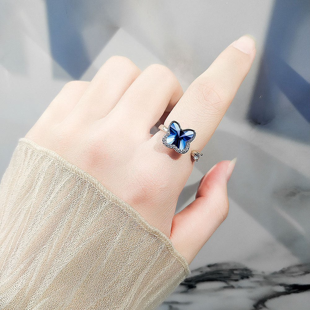 Elegant Blue Butterfly Ring