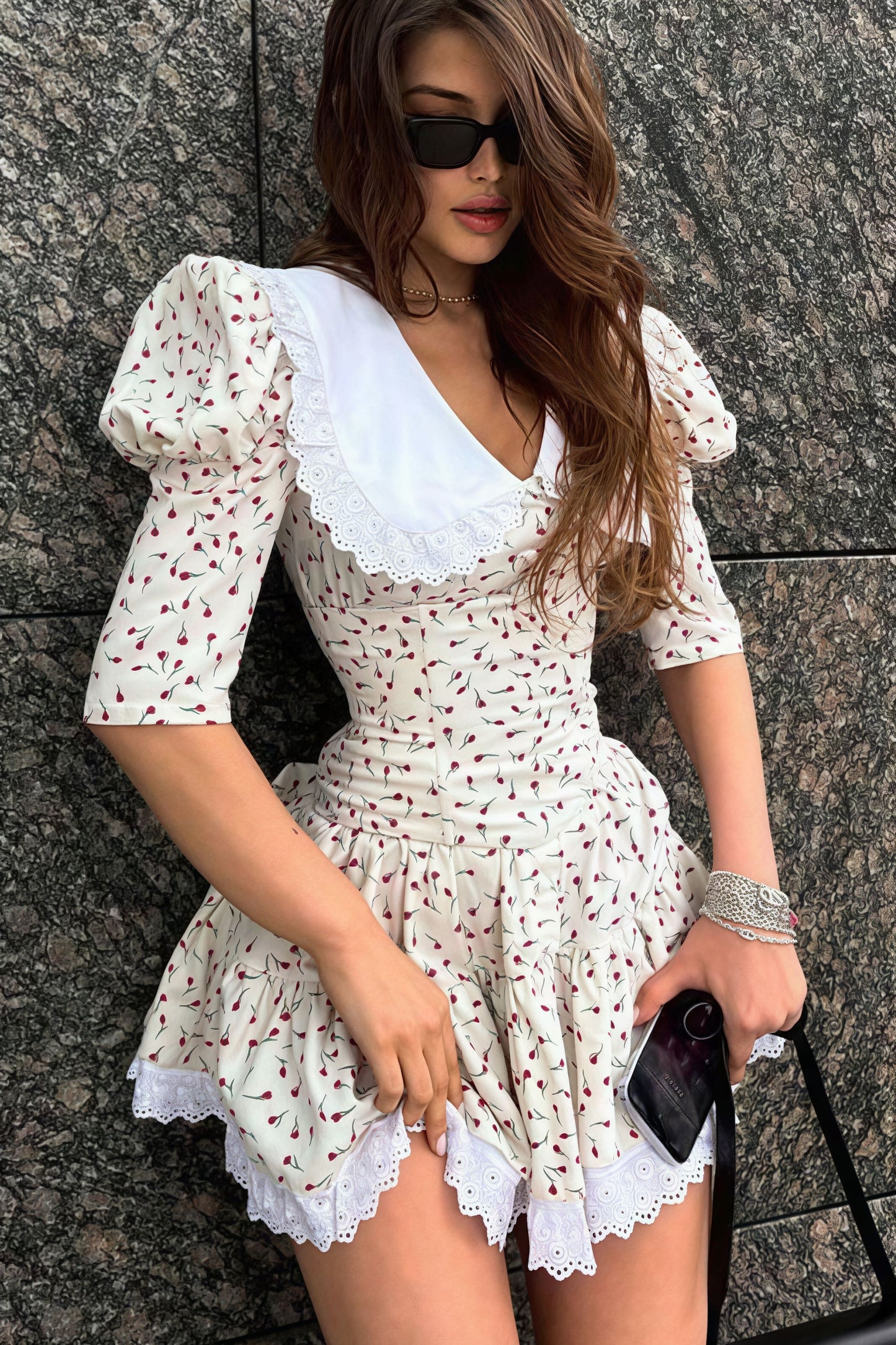 Peter Pan Collar Short Sleeve Mini Dress