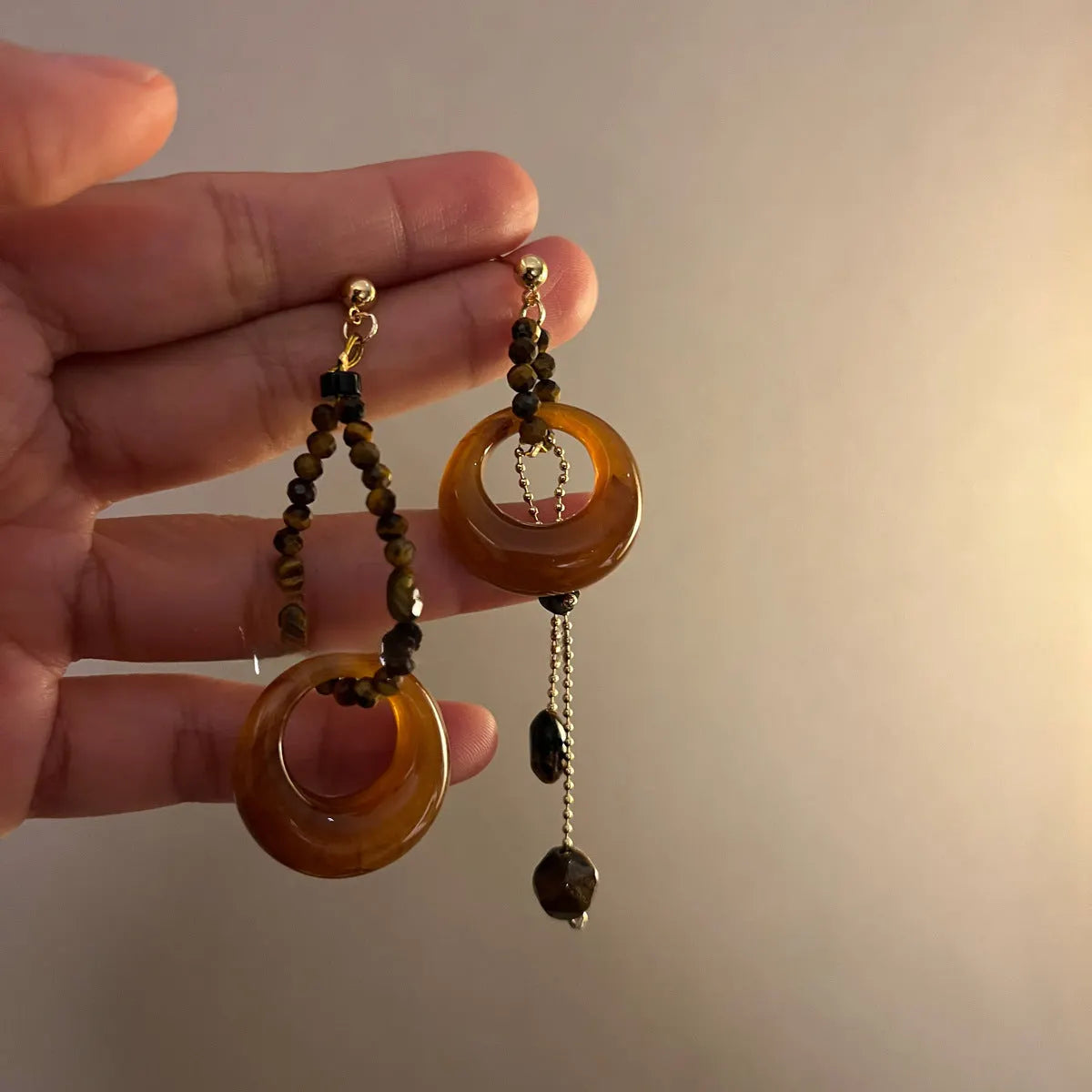 Amber Beaded Drop Earrings