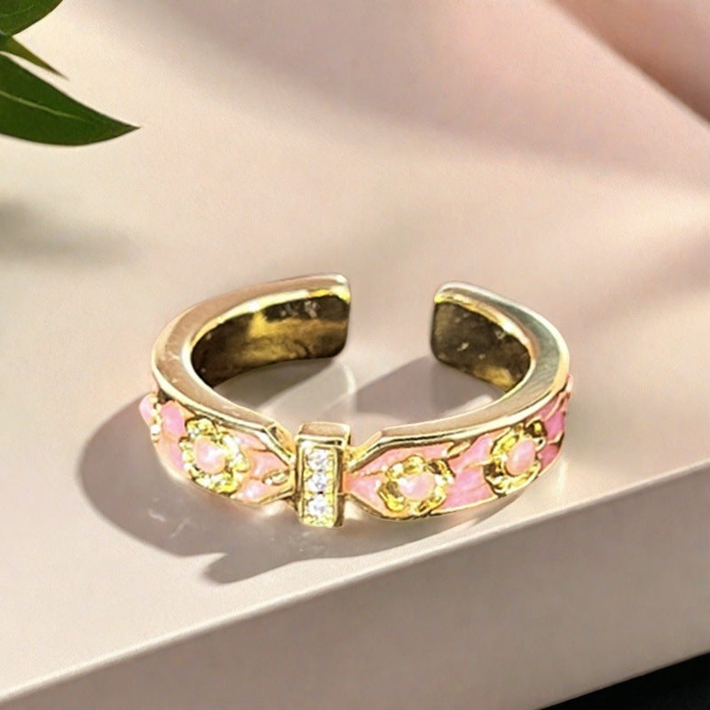 Elegant Pink Enamel Ring