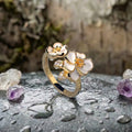 White Blossom Gold Ring