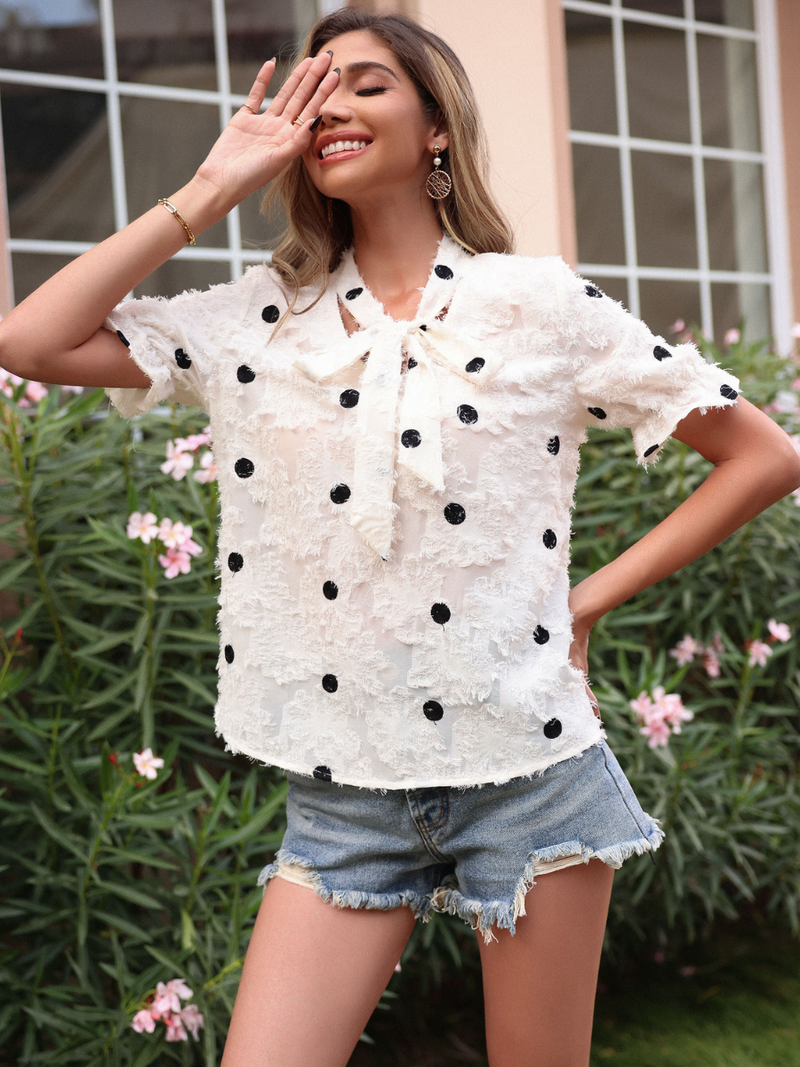 Aurielle Blouse - Cream Polka Dot