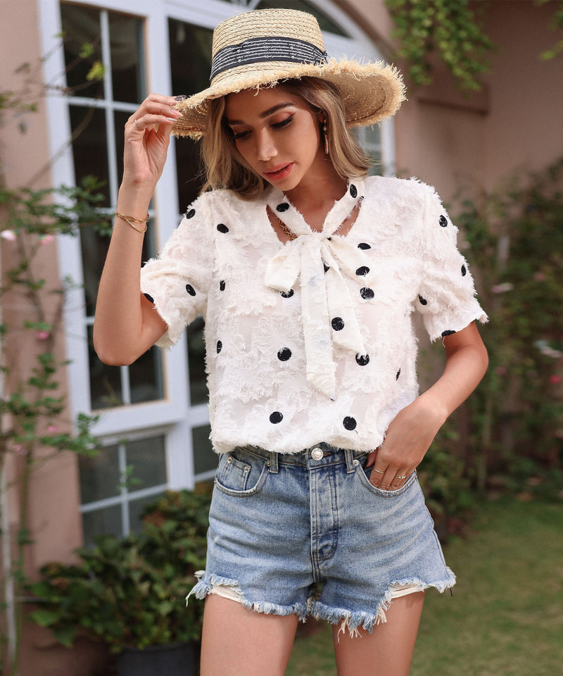 Aurielle Blouse - Cream Polka Dot