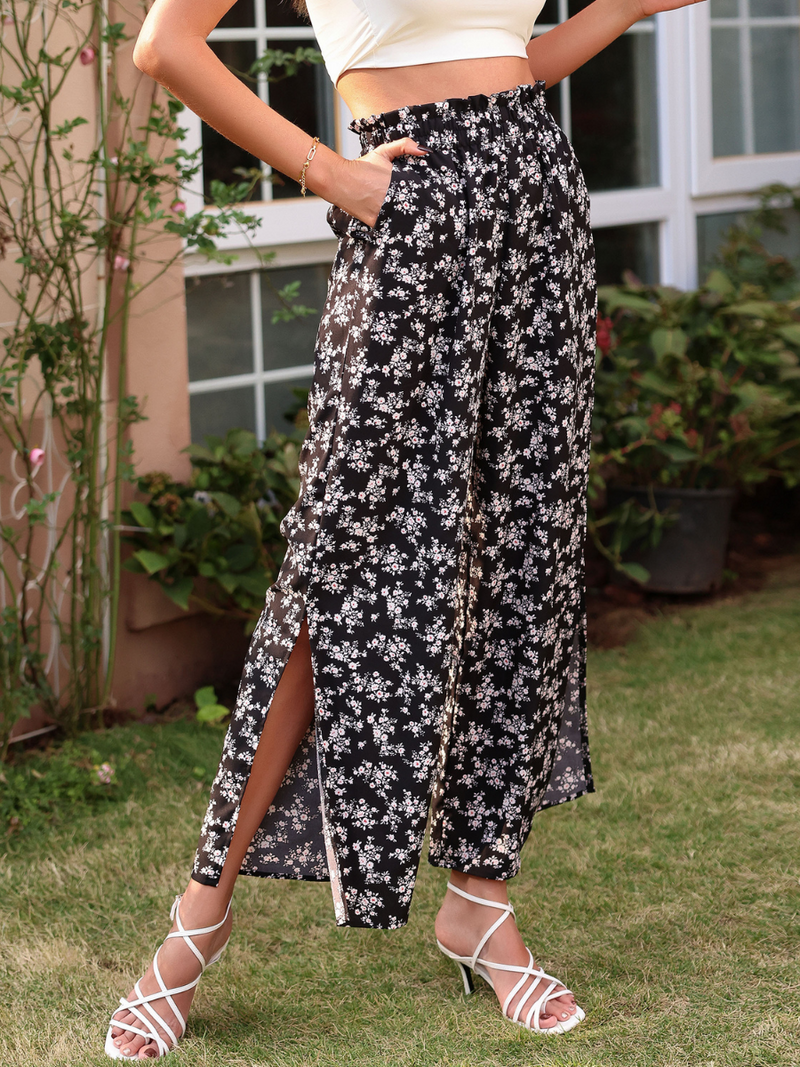Jerry Culottes Pants - Black Print