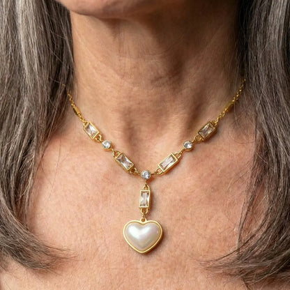 Heart Dazzling Pearl Gold Necklace