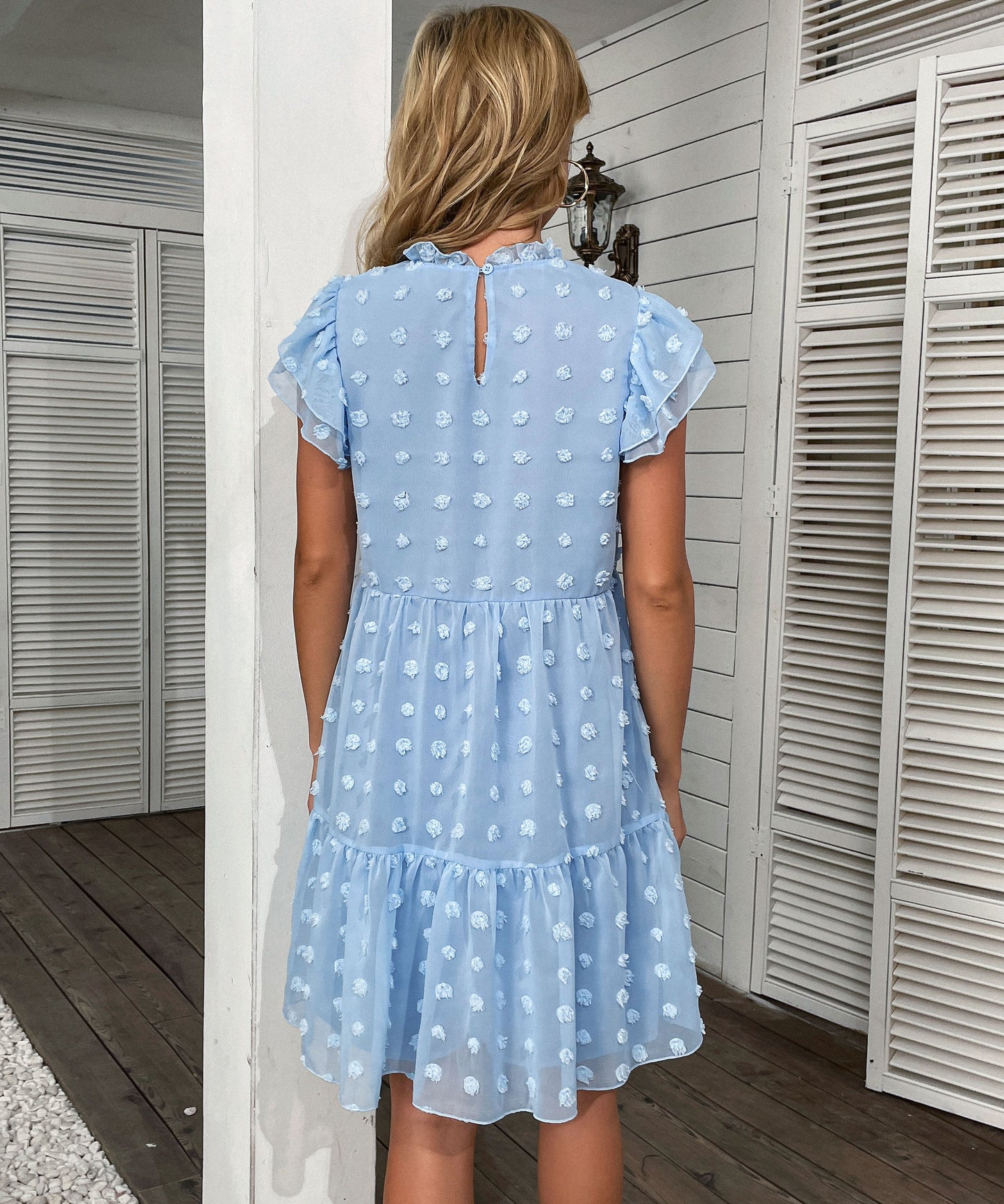 Jimena Swiss Dot Mini Dress - Blue