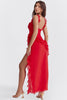 Cherry Ruffle Maxi Dress-red