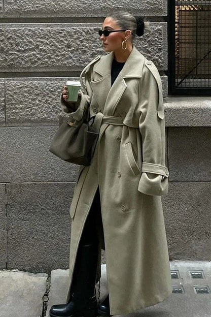 Double Breasted Belted Overcoat