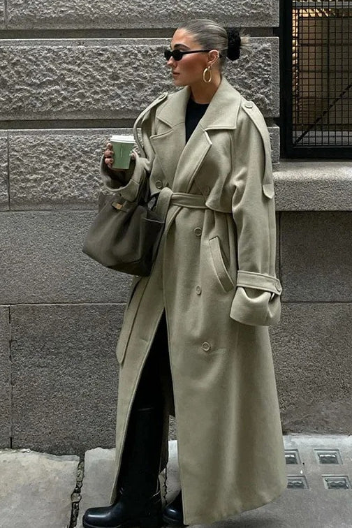 Double Breasted Belted Overcoat