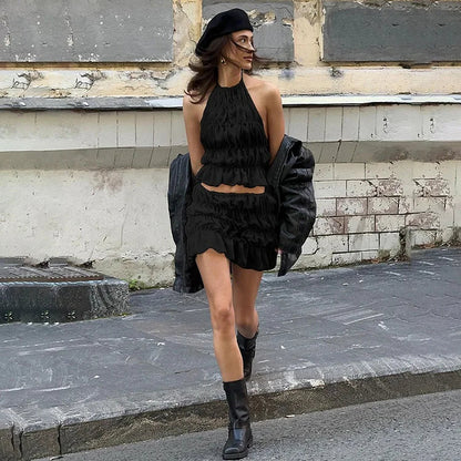 Alanna | Pleated Backless Two-piece Set