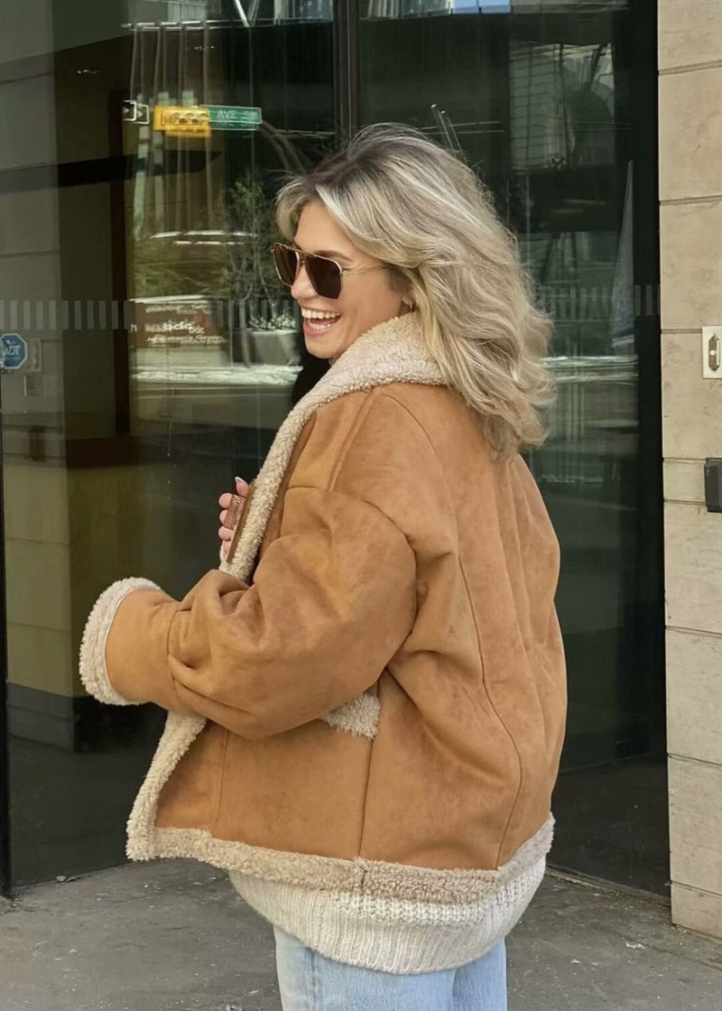 Sable Shearling-lined Coat – Brown Faux Suede Jacket With Teddy Interior