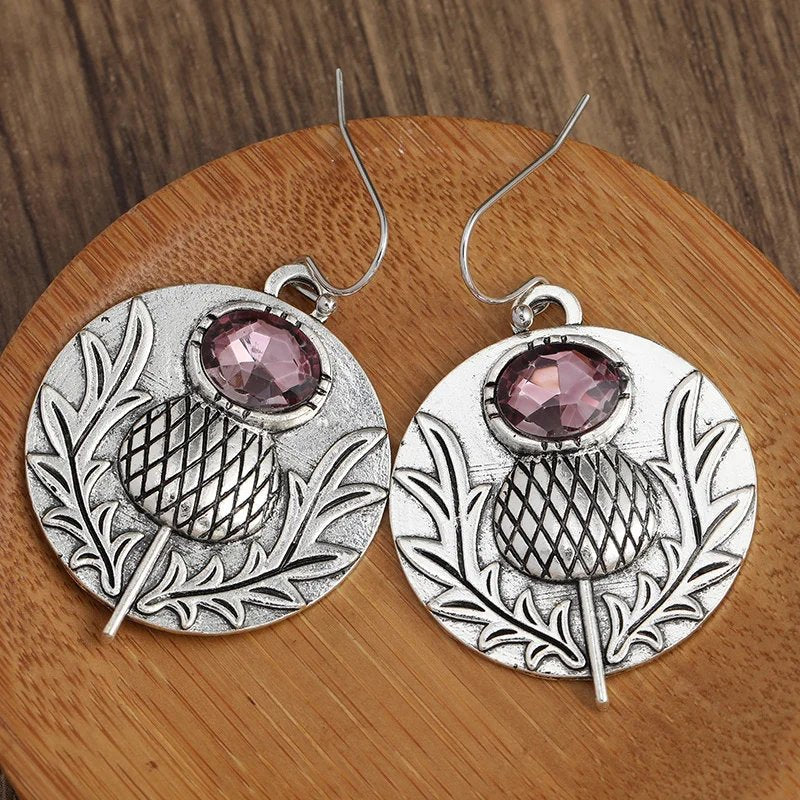 Vintage Thistle Amethyst Earrings