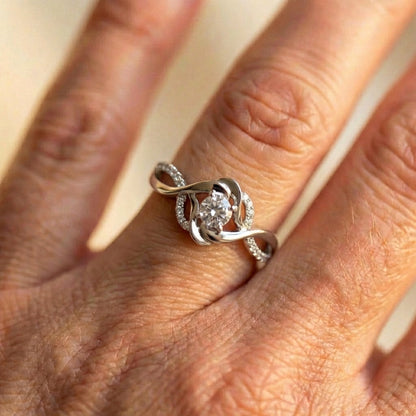 Vintage Irregular Blossom Zirconia Silver Ring