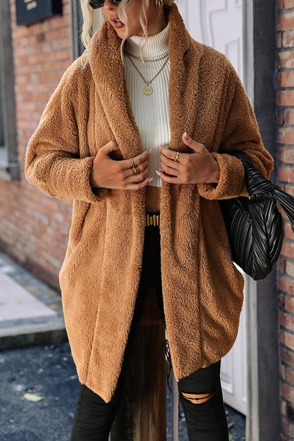 Color Double-faced Velvet Loose Long Coat